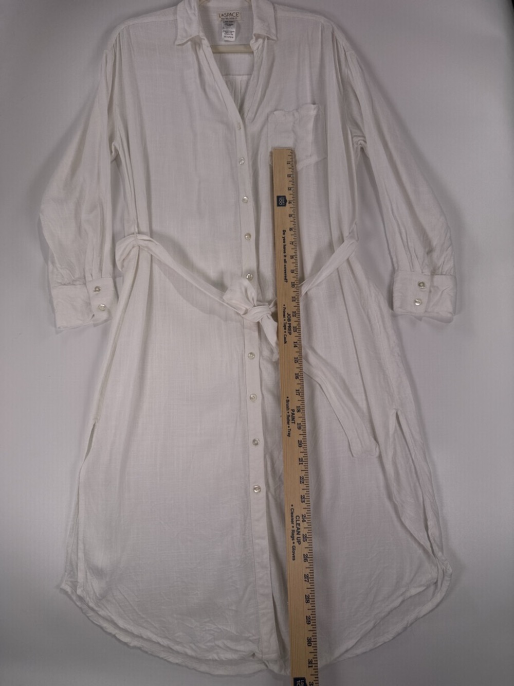 LSpace Barcelona White Viscose Button Down Tie Waist Shirt Dress Cover-Up XS/S - Picture 10 of 11